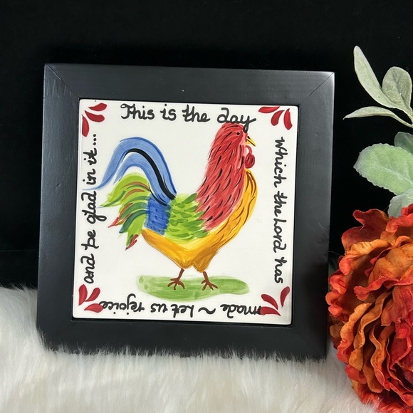 Art of the Spirit Other - Hand Painted Rooster Tile Plaque